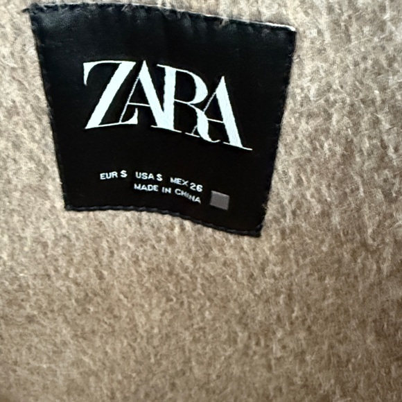 Zara Women's Double-Breasted Wool Blend Tan Coat - Picture 3 of 4